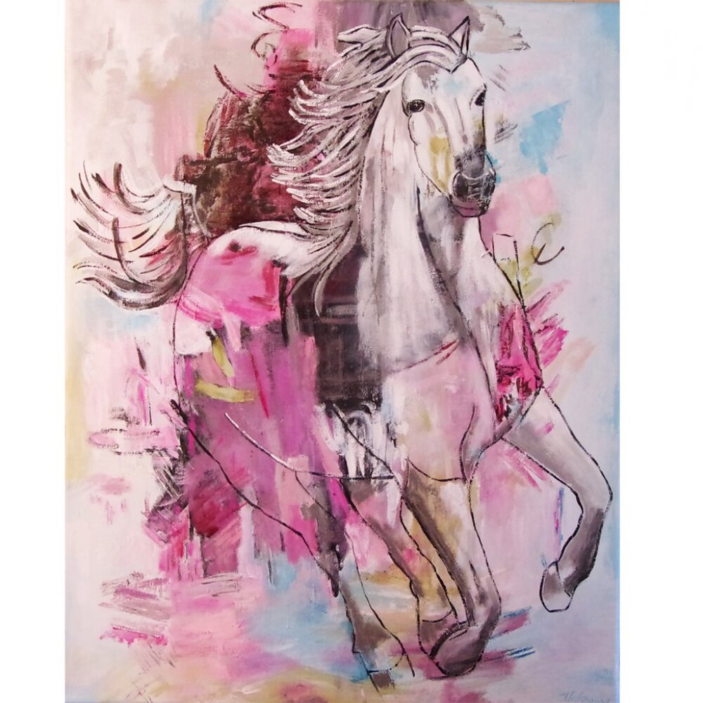 Running Horse Wall Art Contemporary Equine Painting
